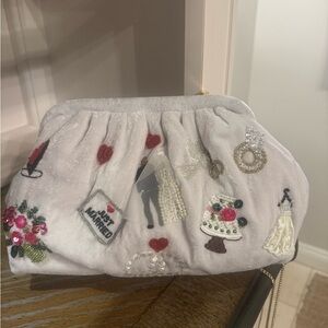 Viral Just Married Beaded White Clutch Bag